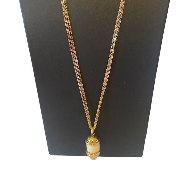 Vintage Monet Multi-Strand Yellow Gold Toned Pendant Necklace. - Picture 3 of 6